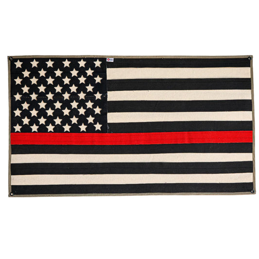 Firefighter Tribute Flag – Thin Red Line (Made from Real Fire Hose)