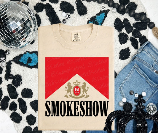 Smokeshow confident women’s boutique graphic tee on Comfort Colors shirt printed in Mississippi.
